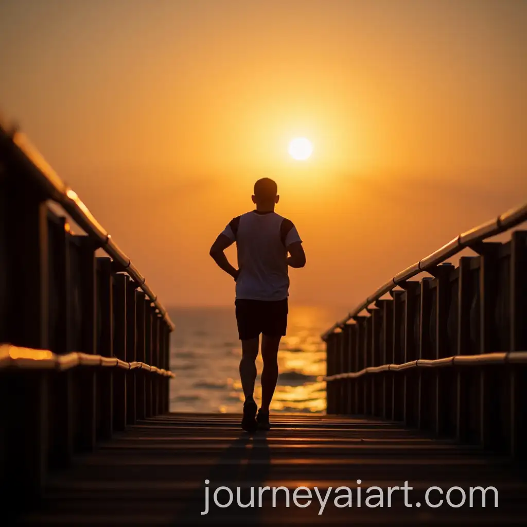 Person-Preparing-to-Run-Up-Stairs-at-Sunset