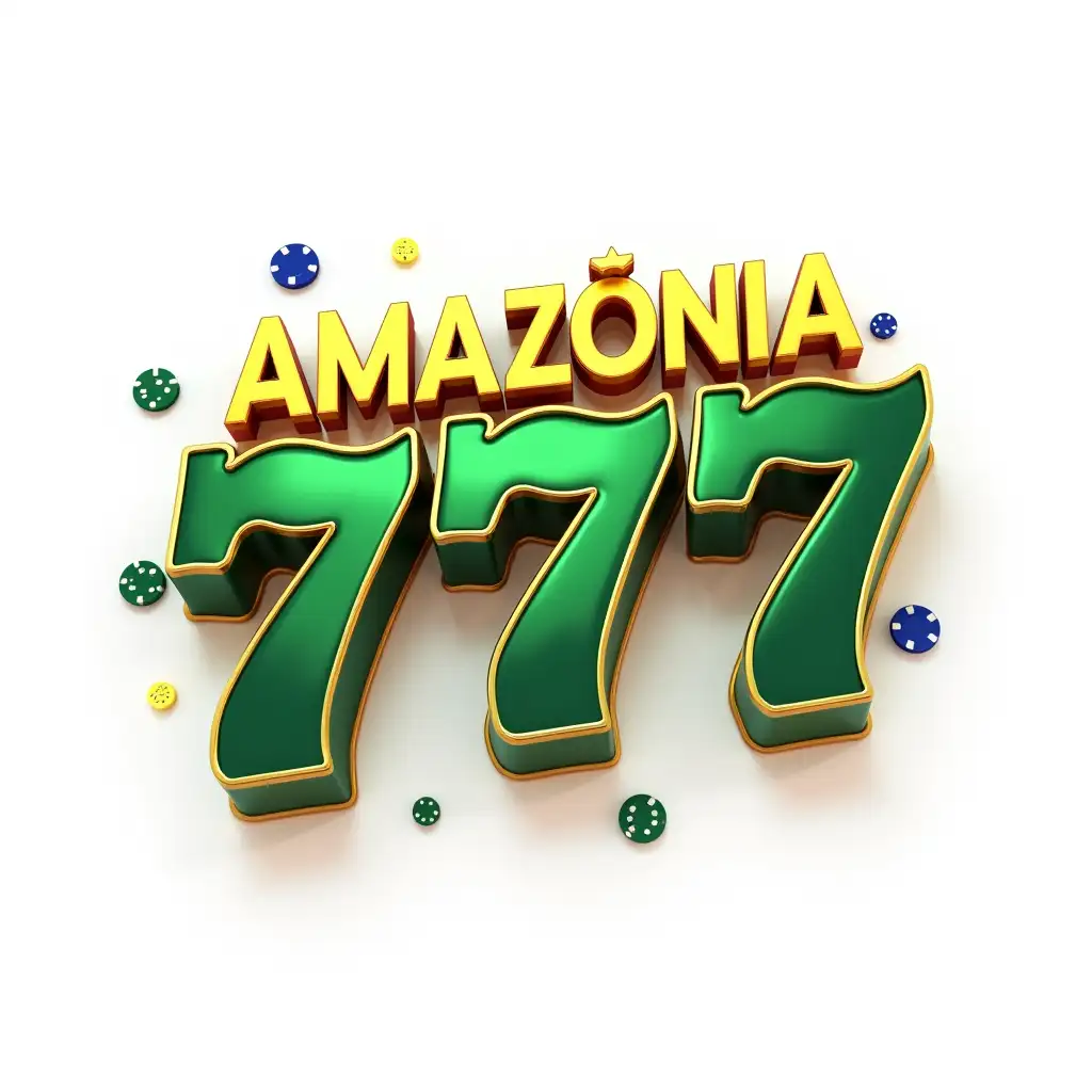 3D-Realistic-Logo-for-Amaznia-7777-with-Brazilian-Colors-and-Casino-Elements