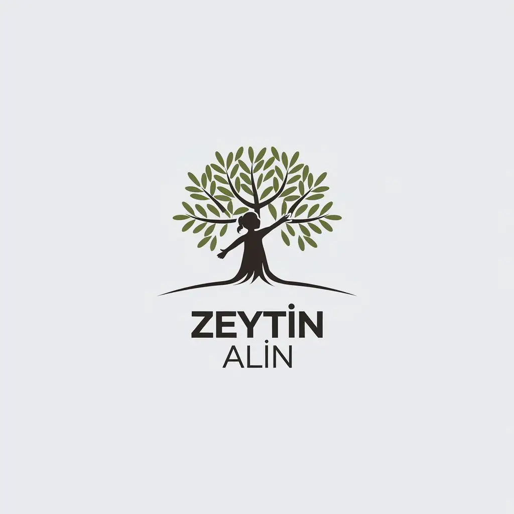 LOGO Design for Zeytin Alin Minimalistic Olive Tree Daughter Silhouette