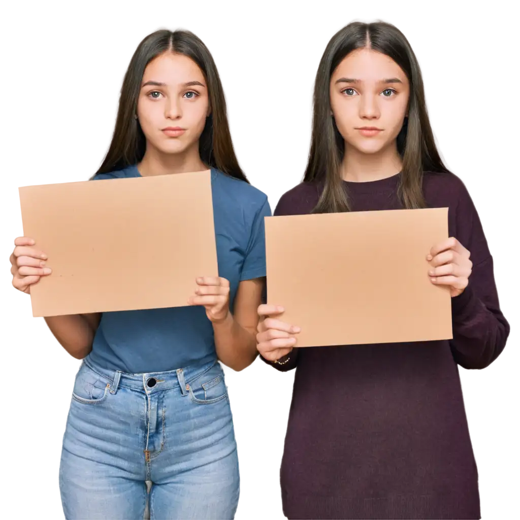 15-Year-Old-Girl-Holding-an-Empty-Sign-PNG-Image-Powerful-Visual-Symbolism