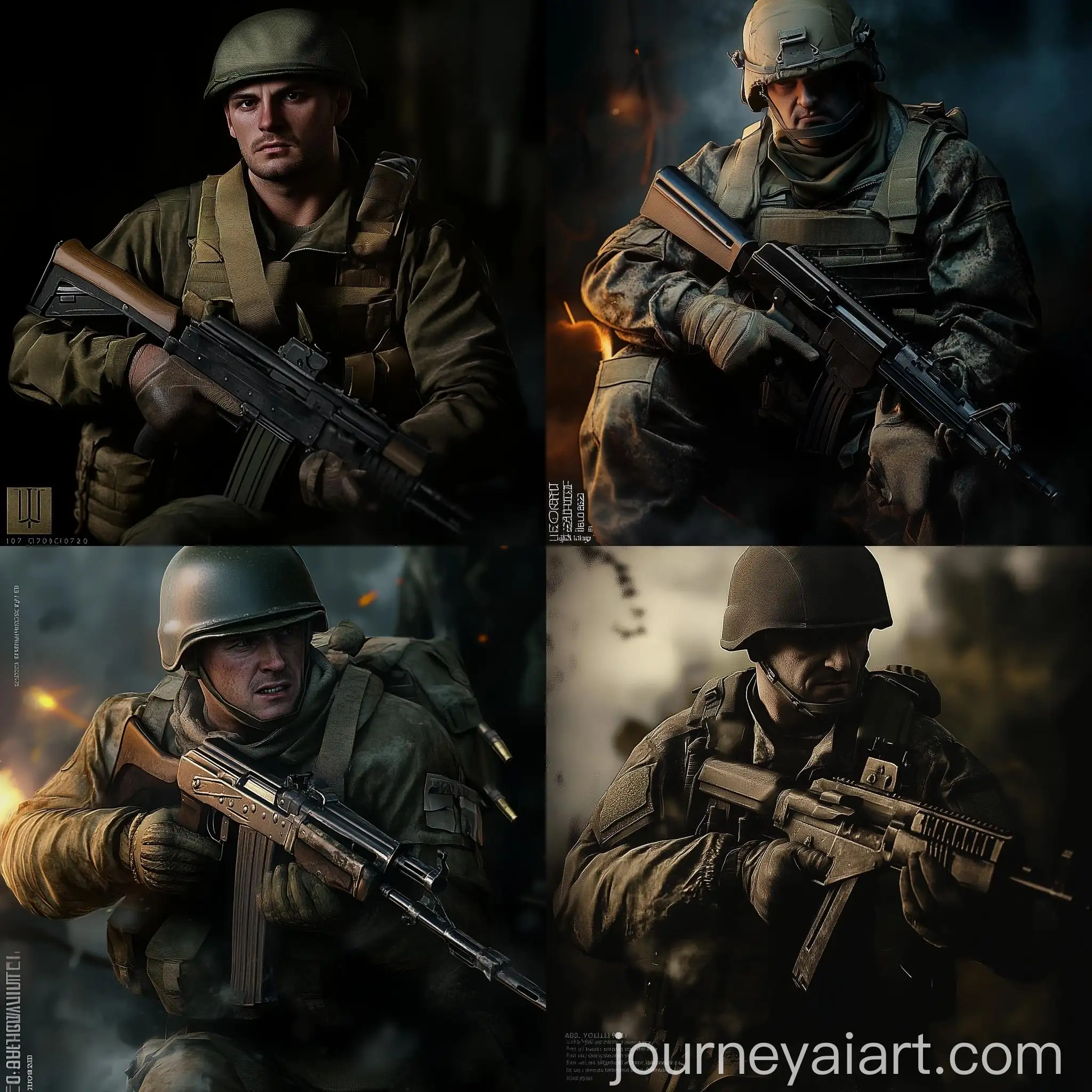 Soldier-Holding-Machine-Gun-in-Action