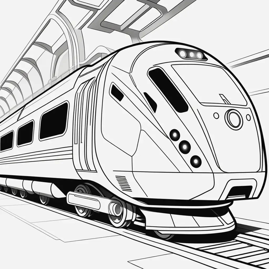 Futuristic Train Coloring Page for Kids