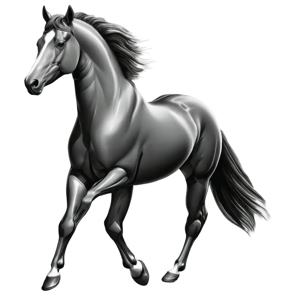 HighQuality-Black-and-White-Running-Horse-PNG-Artwork-for-Diverse-Applications