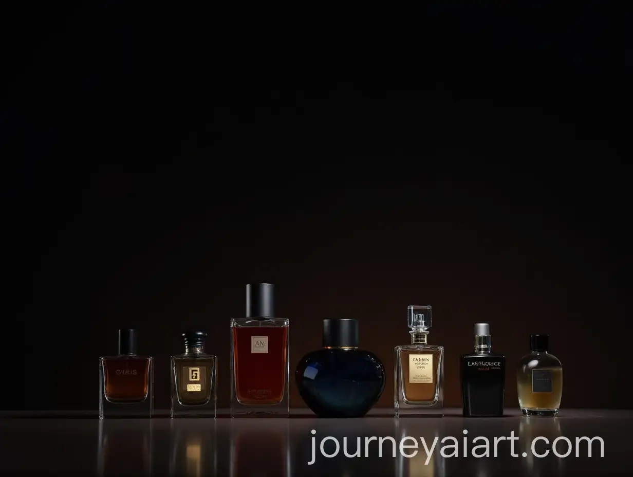 Variety-of-Luxury-Perfumes-Displayed-on-Elegant-Black-Background