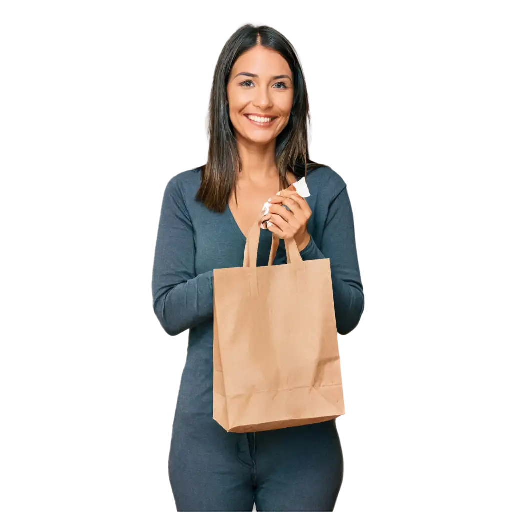 Adult-Woman-Holding-a-Kraft-Bag-PNG-Image-for-Versatile-Digital-Use