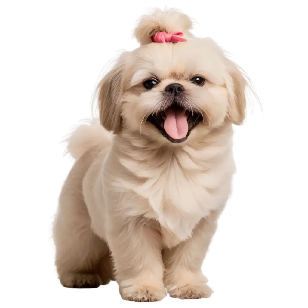 Fluffy-Beige-Shih-Tzu-Dog-PNG-Image-Happy-Dog-with-Tongue-Out-and-Topknot