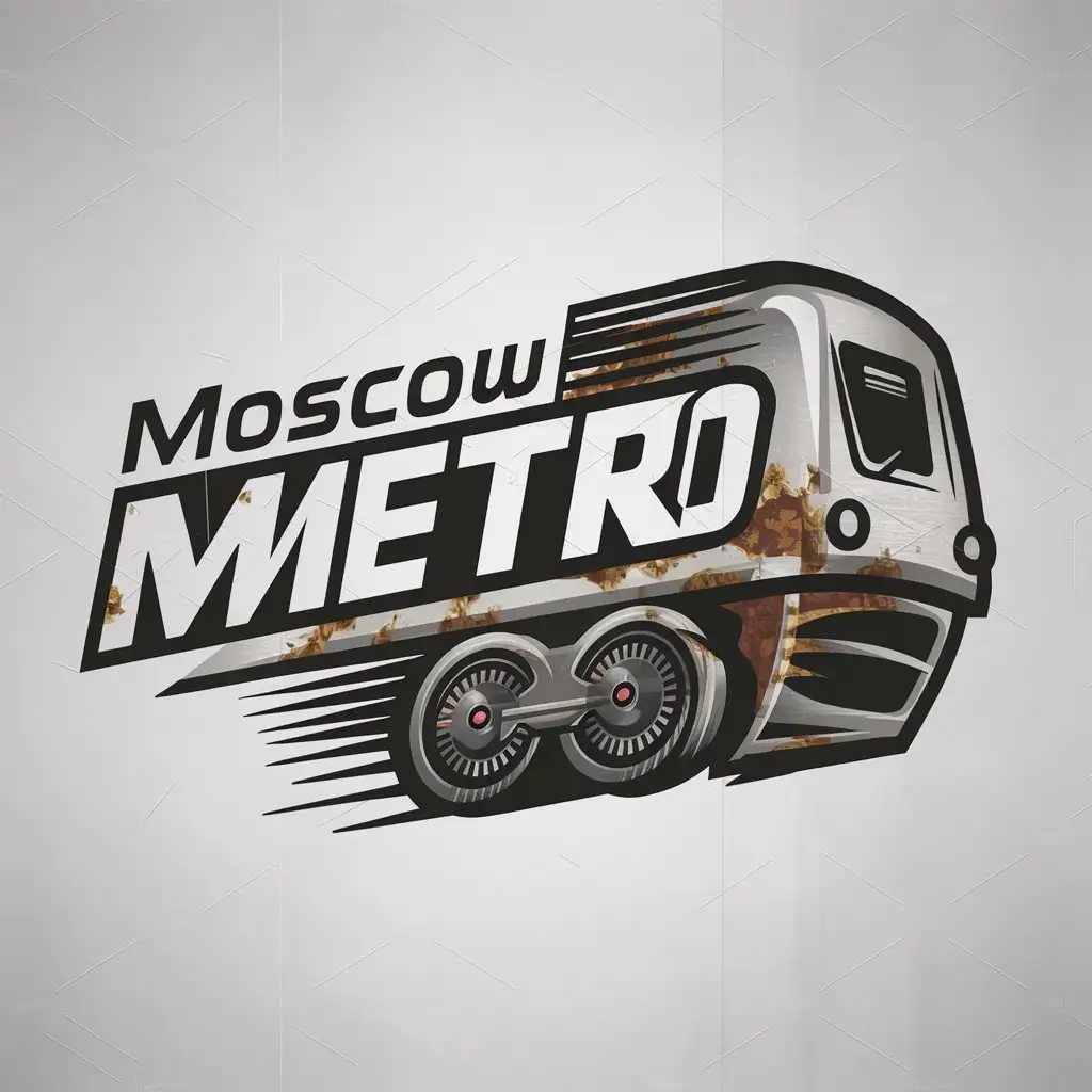 a logo design,with the text "Moscow metro", main symbol:a falling apart subway train,Moderate,be used in Others industry,clear background