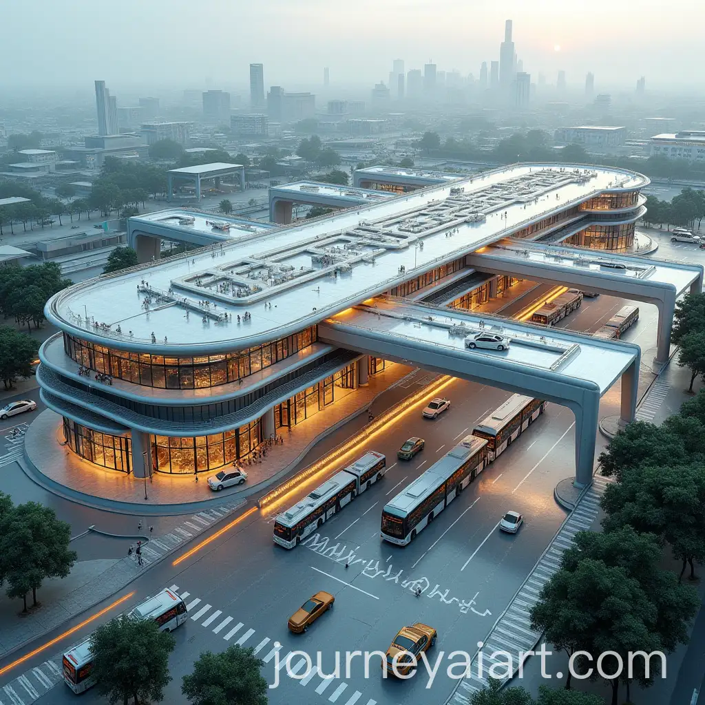 Electric-Bus-Terminal-with-MultiLevel-Shopping-Mall-and-Ramp-in-Modern-Brutal-Architecture