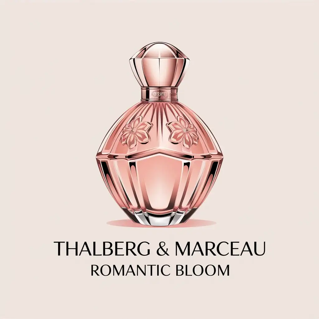 LOGO Design for Thalberg Marceau Romantic Bloom FeminineMasculine Peachy Glass Perfume Flacon with Flowery Theme