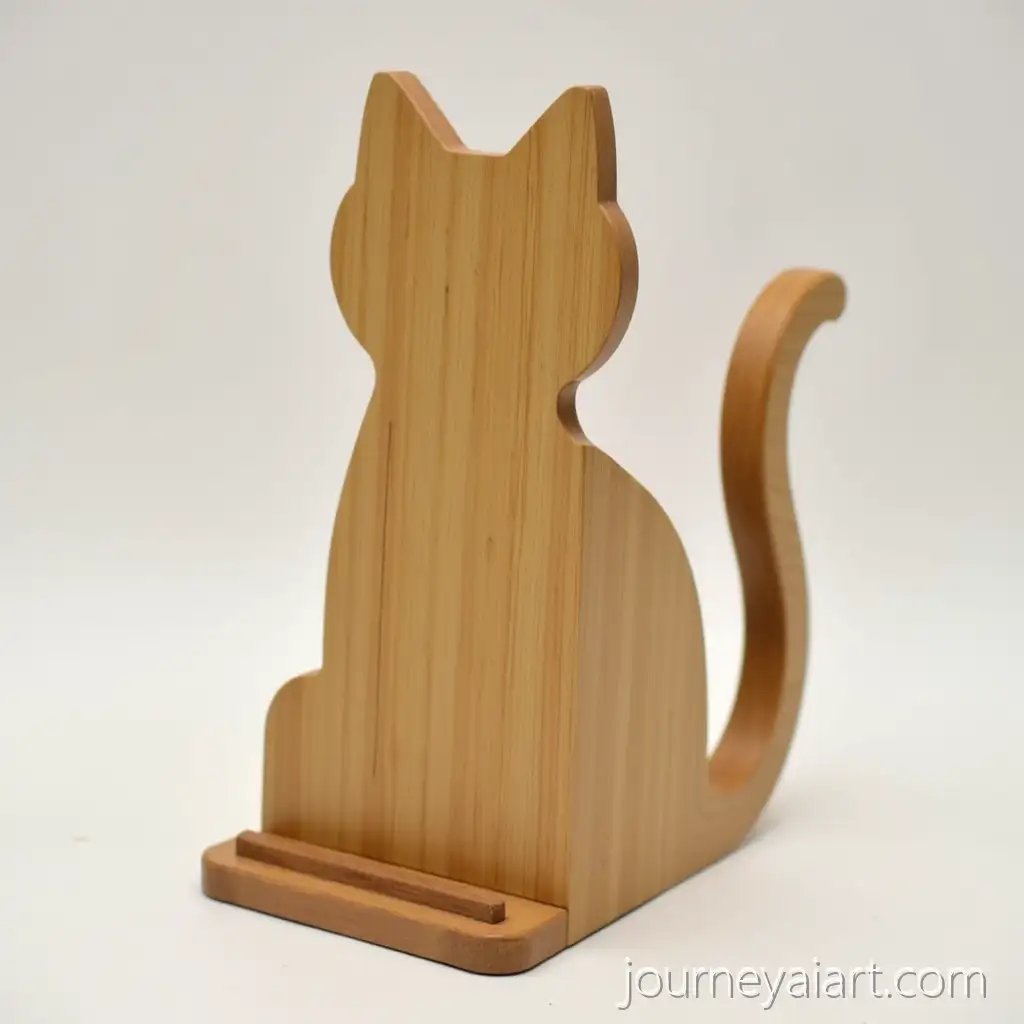 Handcrafted-Wooden-Cat-Phone-Stand-in-Square-Shape
