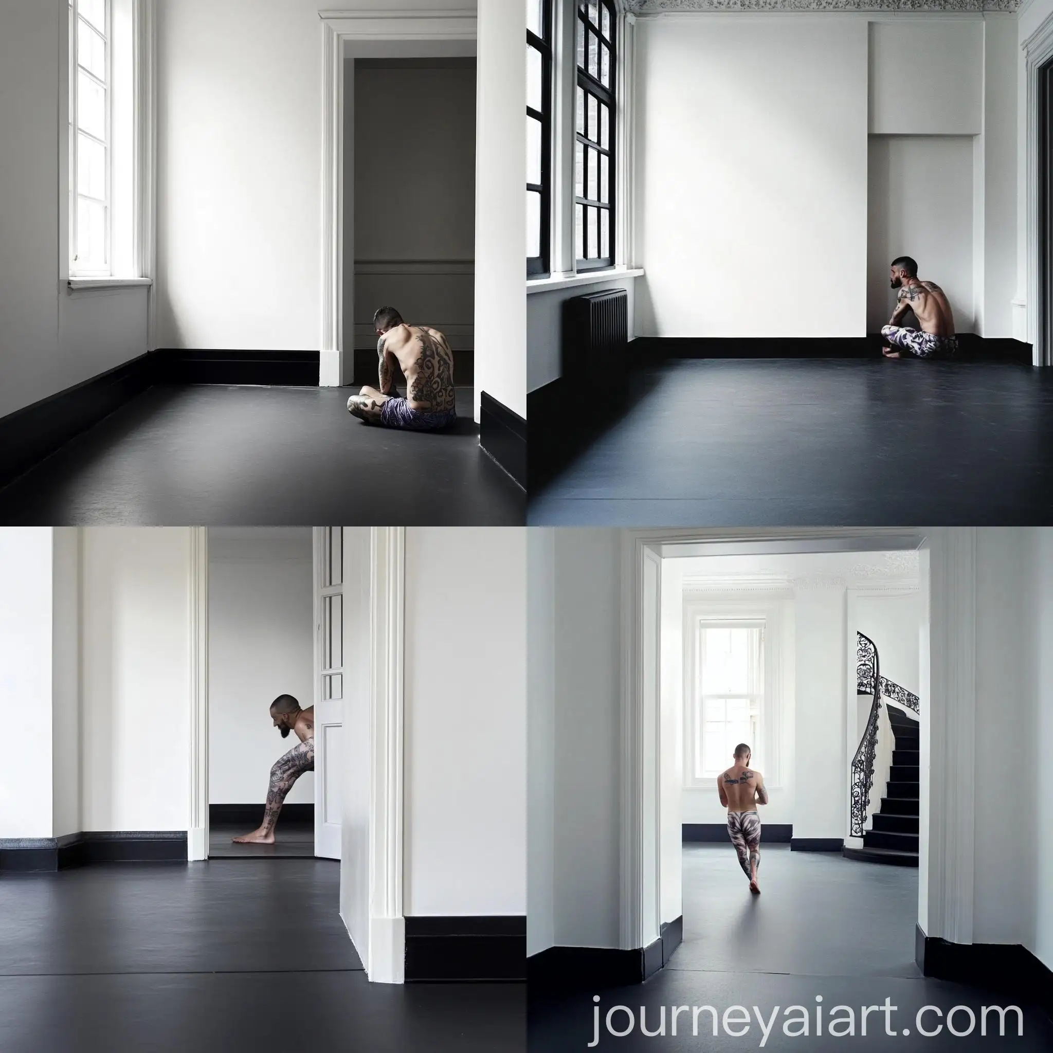Modern-Interior-Design-with-Black-Rubber-Floor-and-White-Walls