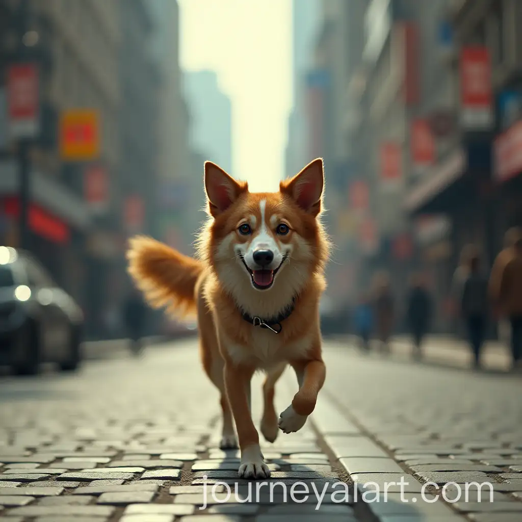 Extraterrestrial-Dog-Walking-in-a-Futuristic-Cityscape