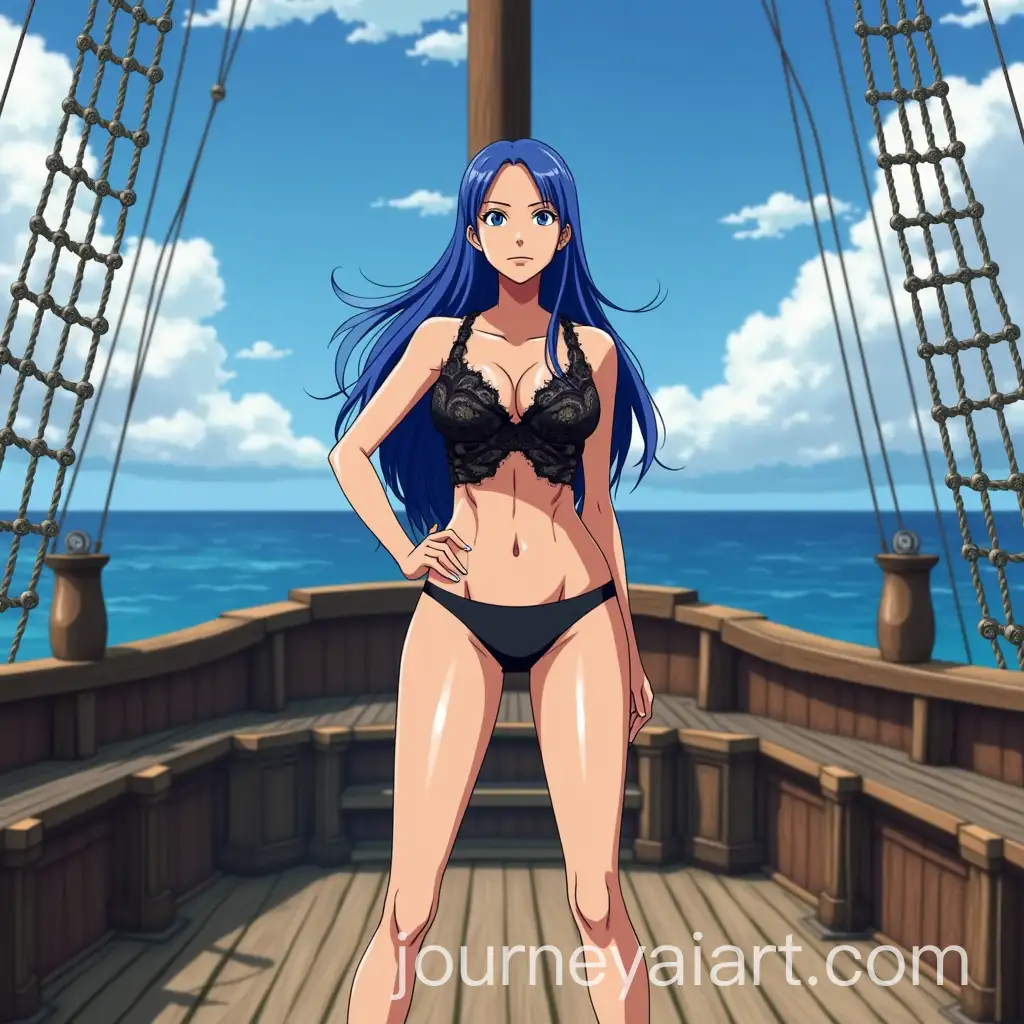 Woman-withAI-Art-Prompt-Expansion-Cobalt-Blue-Hair-and-Silver-Heels-on-Pirate-Ship-in-One-Piece-Anime-Style