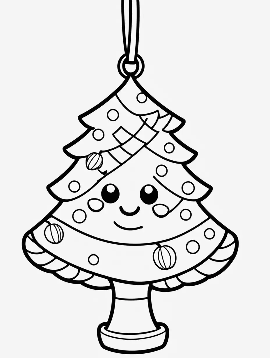 Acorn Christmas Tree Pendant Coloring Page for Kids