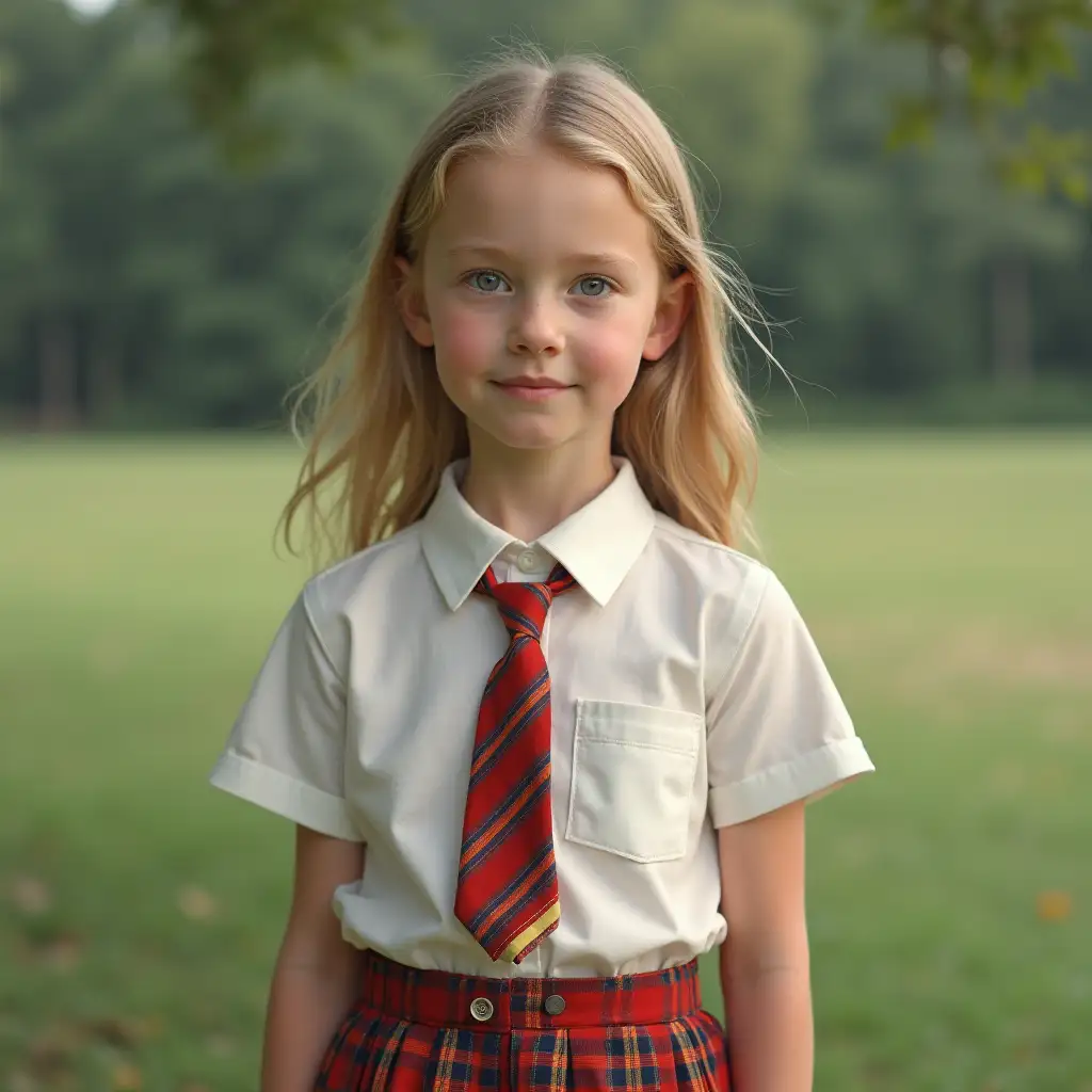 FullLength-Portrait-of-Jennifer-Lawrence-as-a-Child-in-Summer-School-Uniform-Shirt-and-Skirt