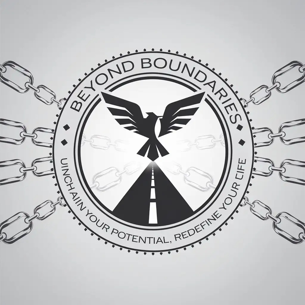 LOGO Design For Beyond Boundaries Bird Flying Over Open Road with Chain Links Theme