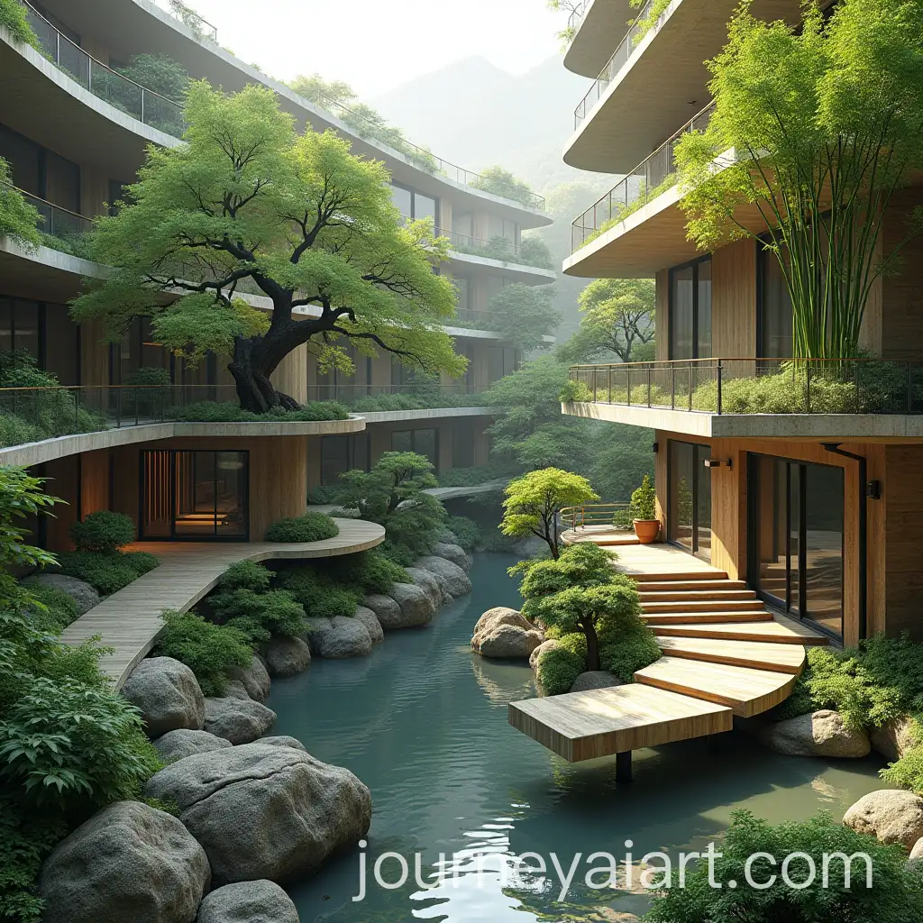 Biophilic-Japanese-Zen-Inspired-MultiFloor-Building-with-Courtyards-and-Water-Elements