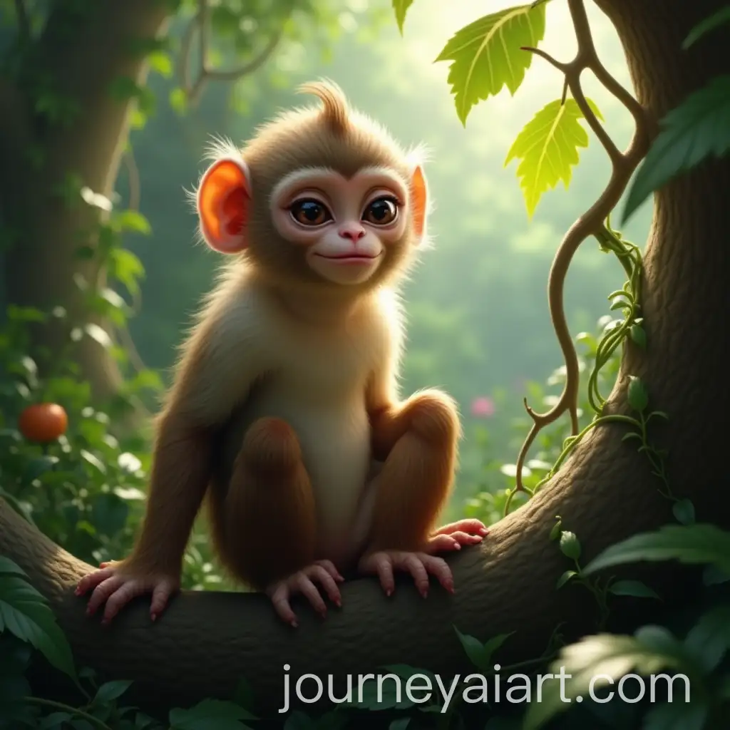 Capuchin-Monkey-Sitting-on-Tree-Branch-in-Tropical-Rainforest