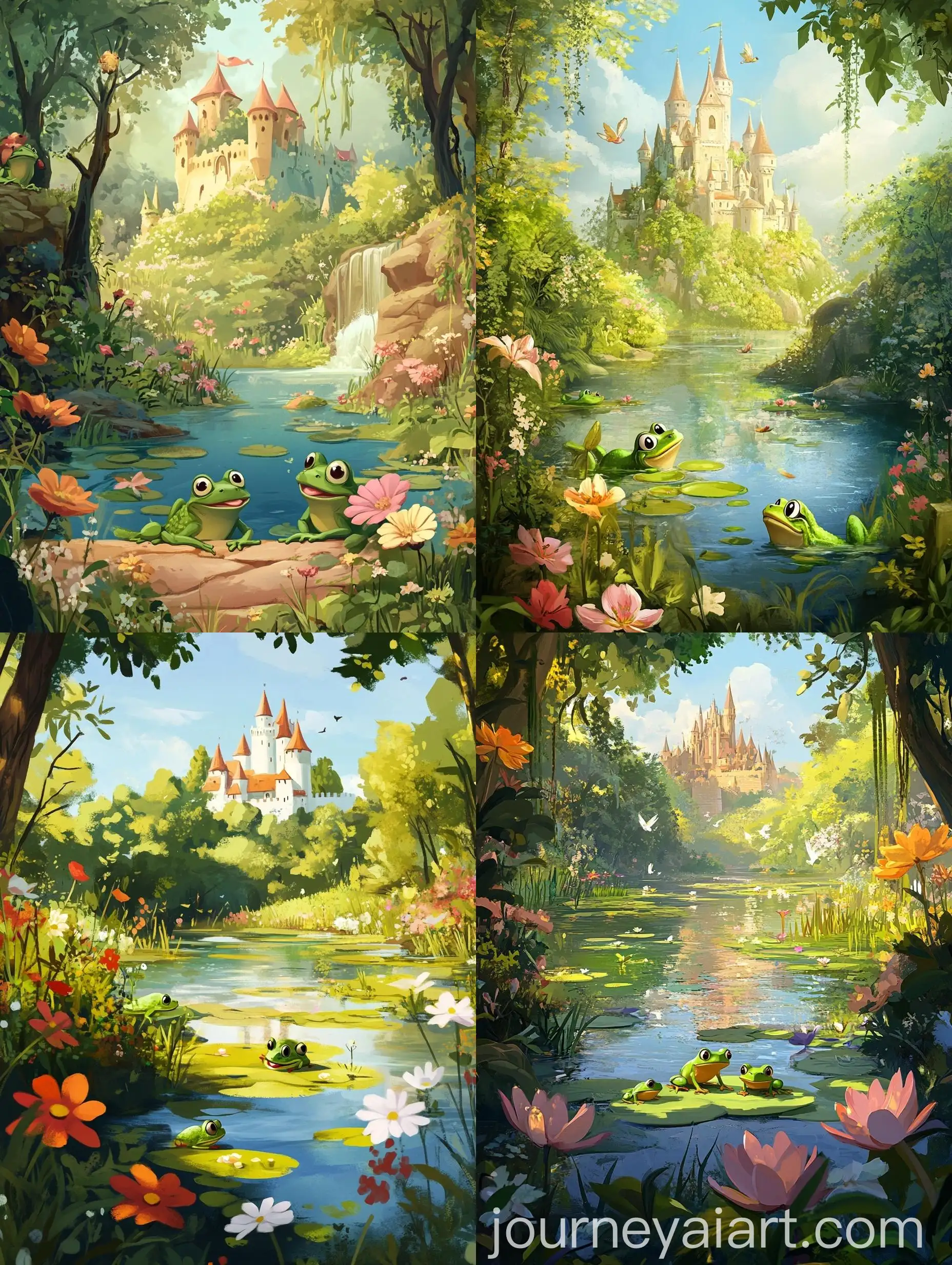 Enchanted-Frog-Land-with-Frolicking-Frogs-and-Castle-Background