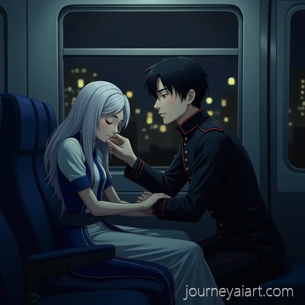 Protective-Moment-on-aTrain-Carriage-Night-Watch-Nighttime-Train-Ride-Lena-and-Shins-Quiet-Scene