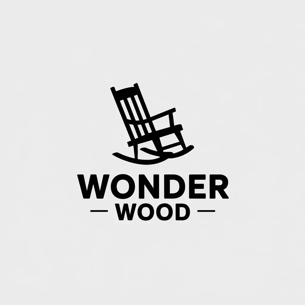 a vector logo design,with the text "Wonder Wood", main symbol:rocking chair,Moderate,be used in Others industry,clear background