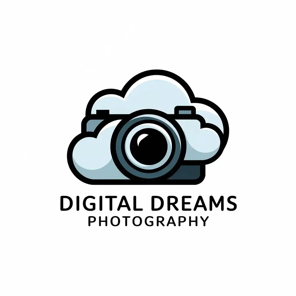 LOGO Design for Digital Dreams Photography Clouds Camera Theme with Moderate Design and Clear Background