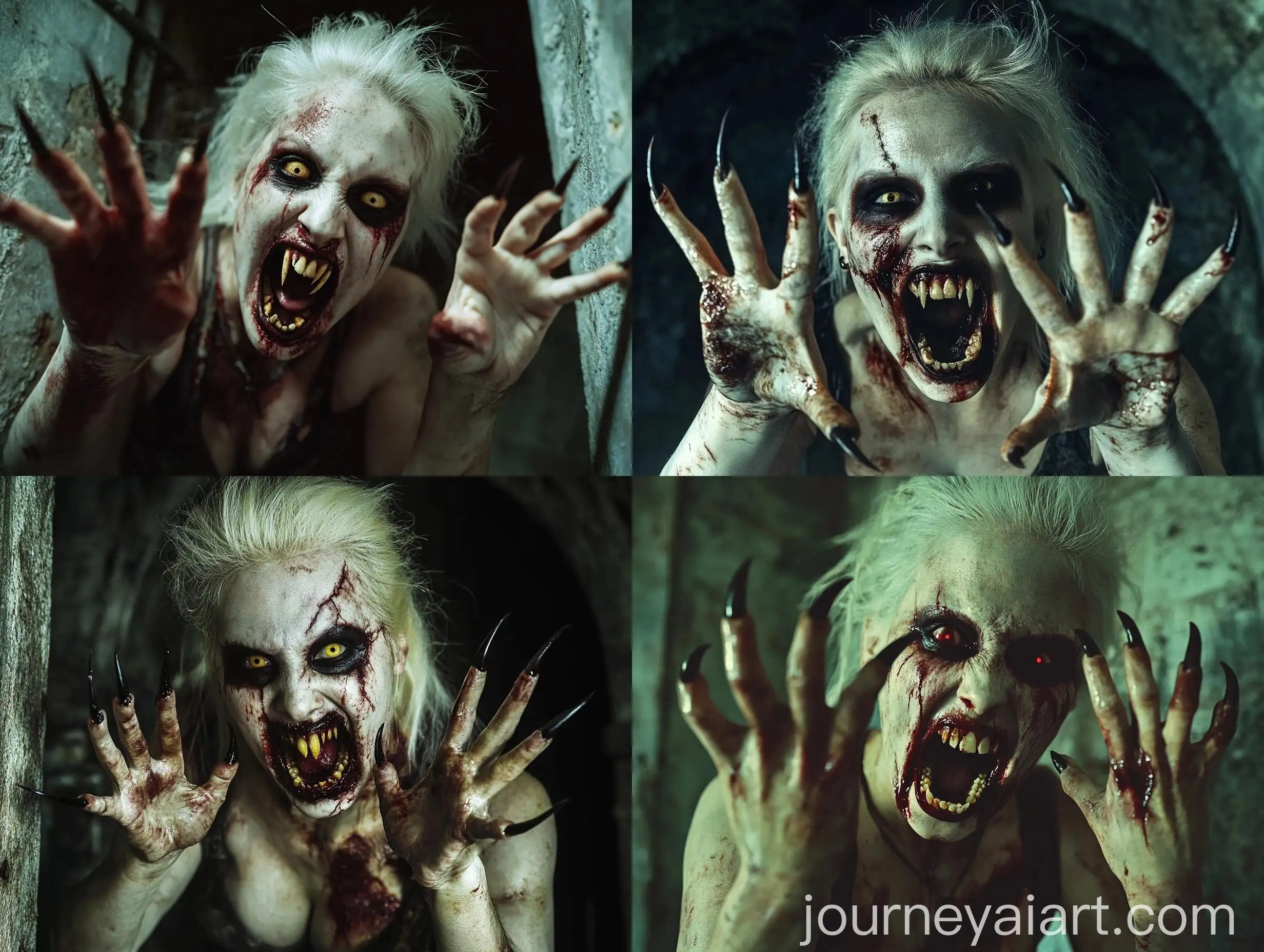 Terrifying-Zombie-Woman-with-Beast-Claws-in-Abandoned-Crypt