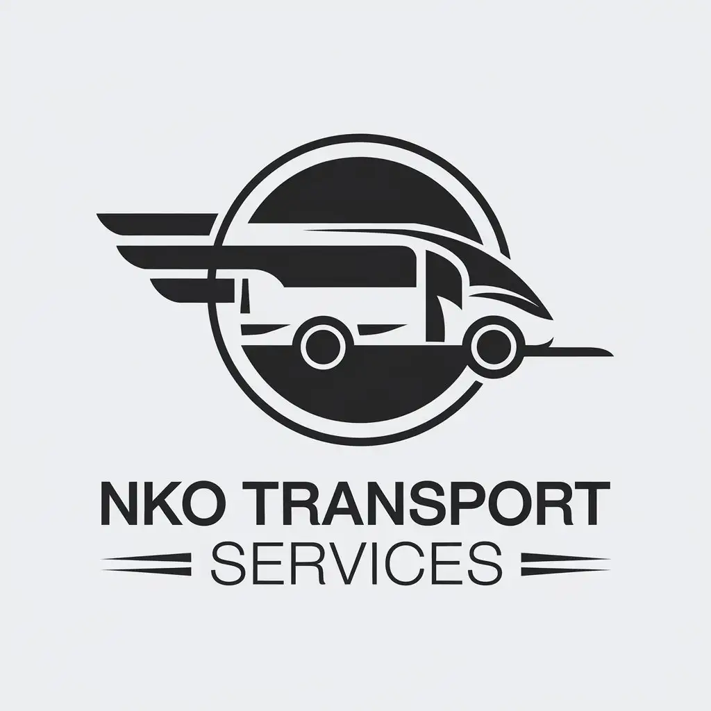 LOGO Design for NKO Transport Services Executive Shuttle in a Circle with Minimalistic Style for Travel Industry