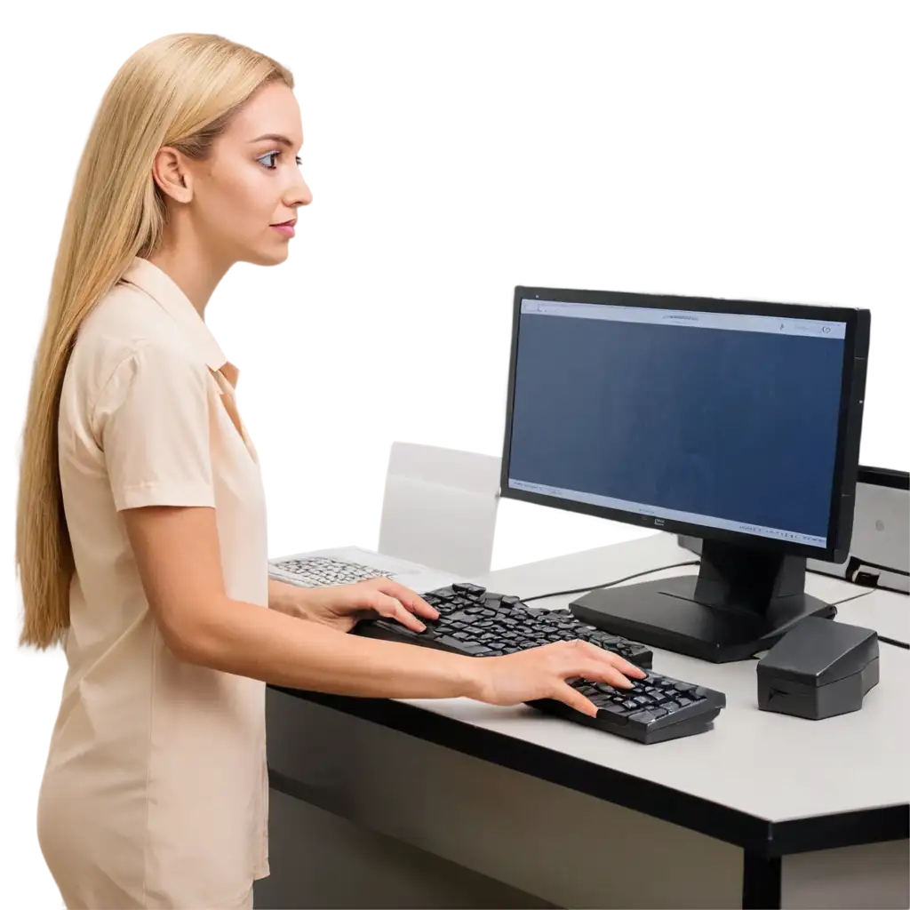 Blonde-Brazilian-Cashier-at-Supermarket-Checkout-Counter-PNG-Image