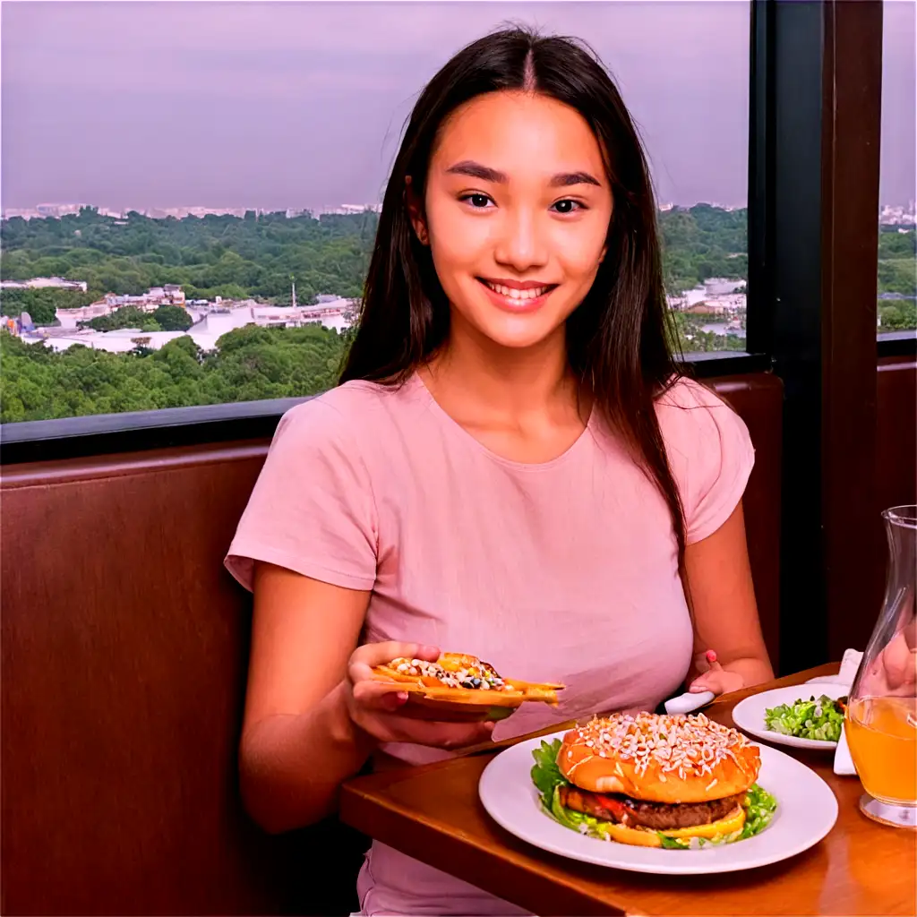 HighQuality-PNG-Image-of-a-Girl-Enjoying-Food-and-Scenic-View-in-a-Restaurant