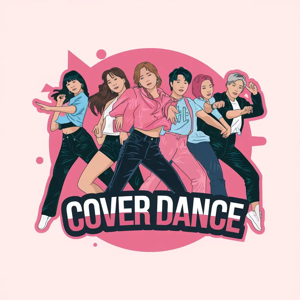 LOGO Design for Cover Dance Kpop HighTeen Dancers with Pink Background