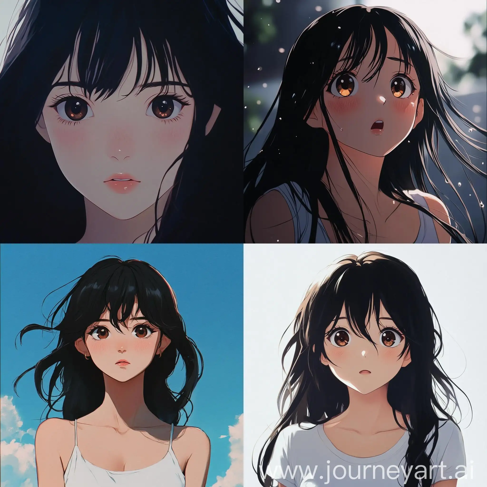 Minimalist-Anime-Girl-Album-Cover-Last-Summer-with-Brown-Eyes-and-Long-Black-Hair