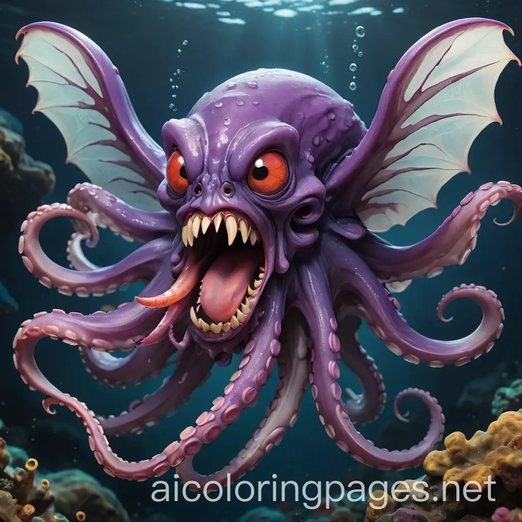 Fierce-OctopusLike-Monster-with-Wings-Spitting-Venom-in-the-Deep-Ocean