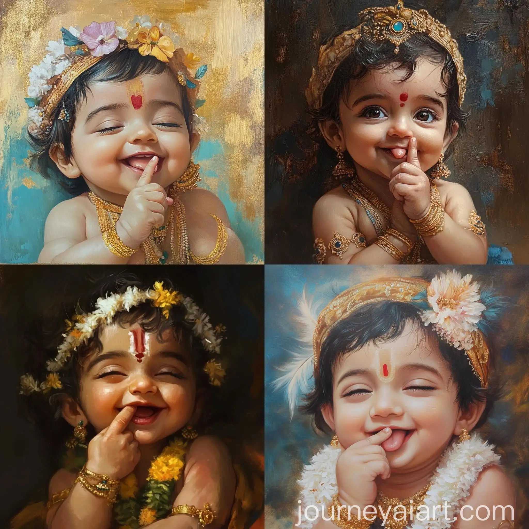 Smiling-Newborn-Baby-Krishna-with-Finger-in-Mouth