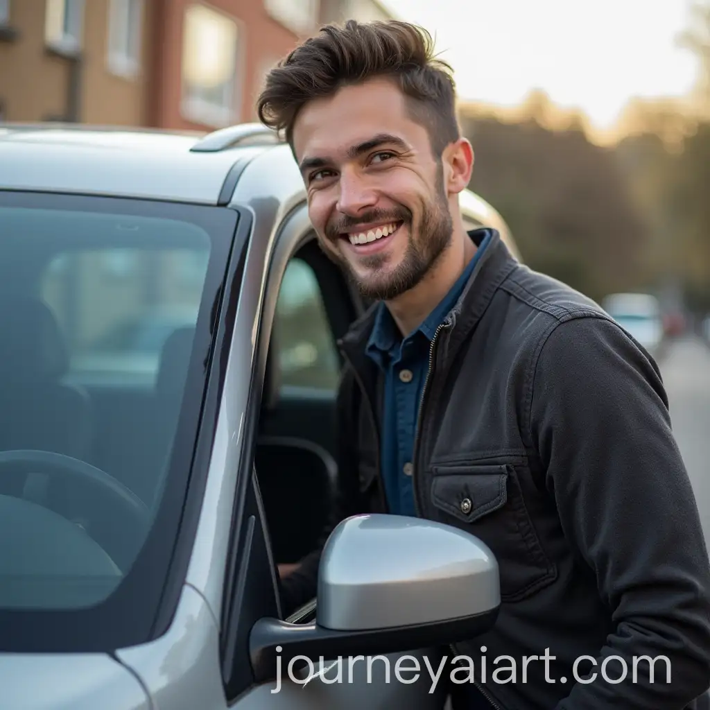 Employee-Standing-Next-to-Car-in-Office-Parking-Lot