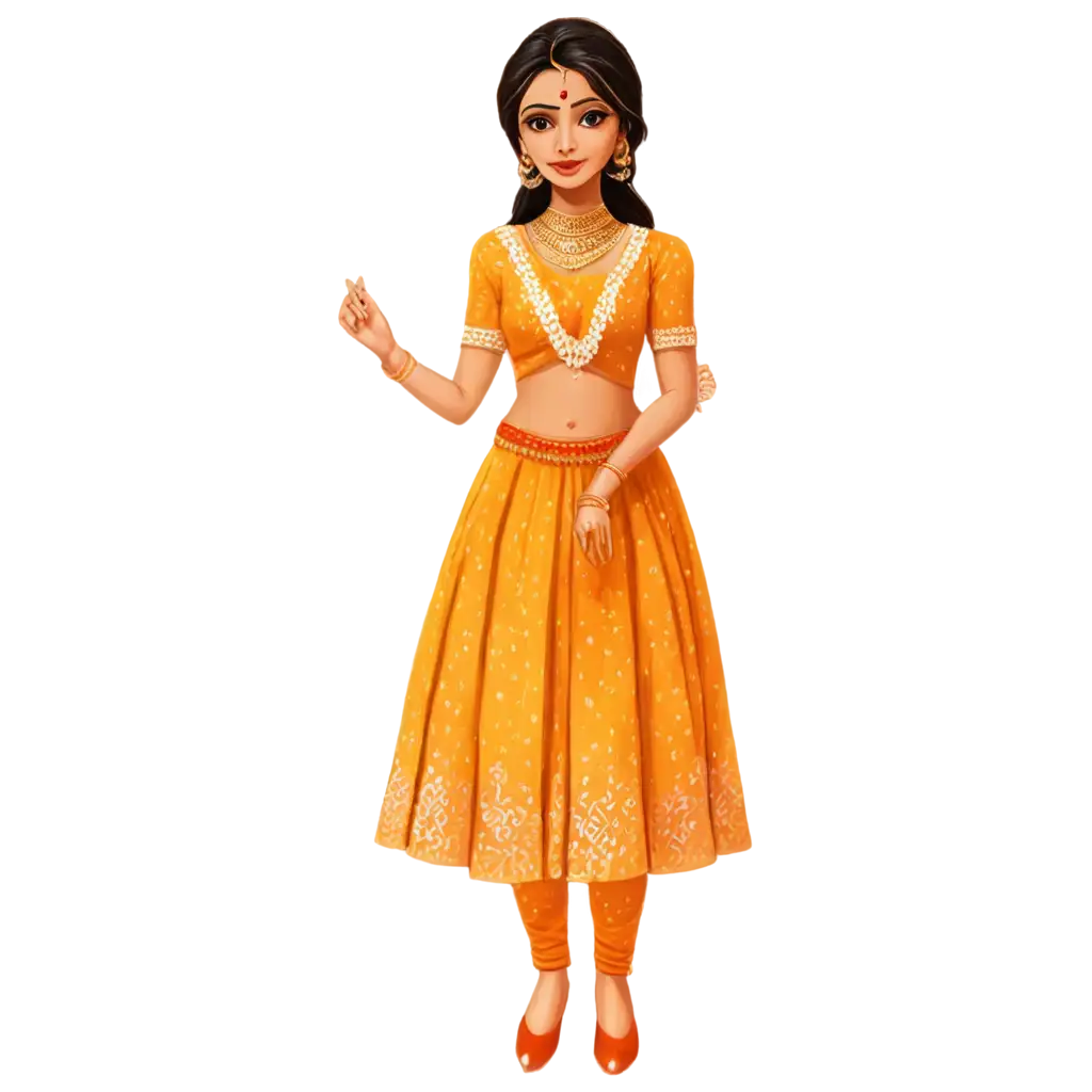 Haldi-Bride-Cartoon-PNG-Vibrant-Illustrations-for-Celebrating-Traditions