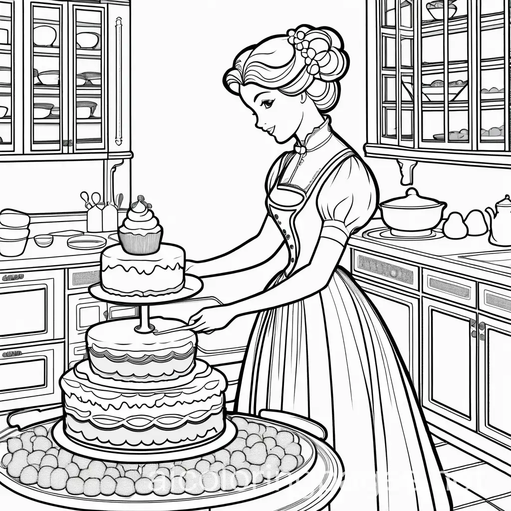 Cinderella-Baking-a-Cake-in-her-Vintage-Victorian-Kitchen-Coloring-Page