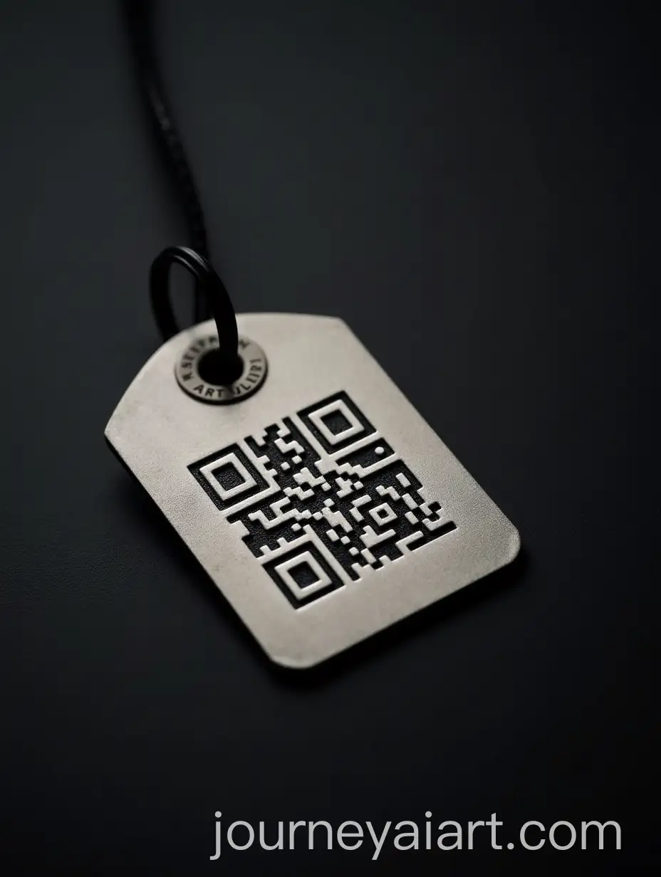 RFID-Tag-and-Engraved-QR-Code-on-an-Iron-Tag-with-Dark-Background