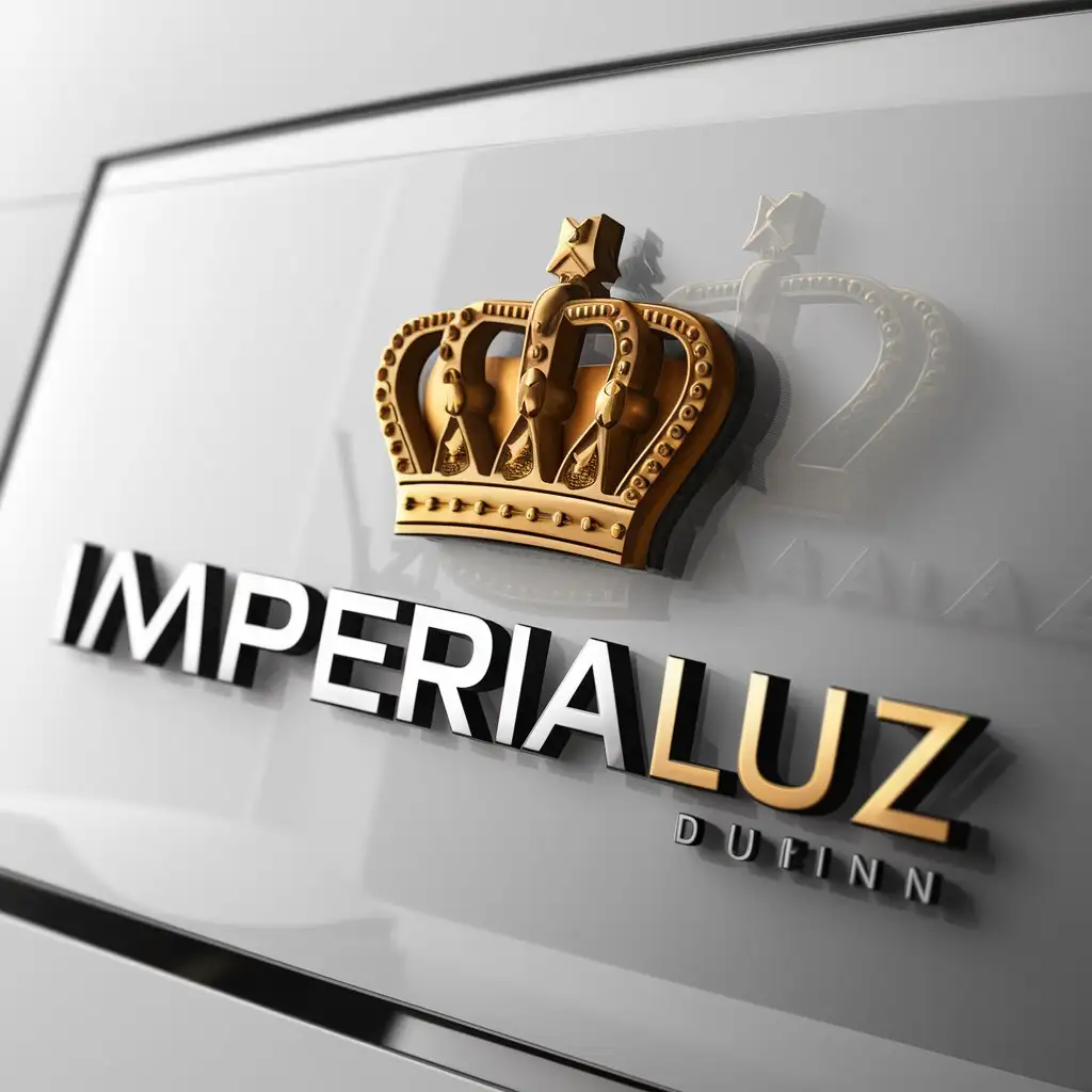 a logo design,with the text "IMPERIALuz", main symbol:3D crown,complex,clear background