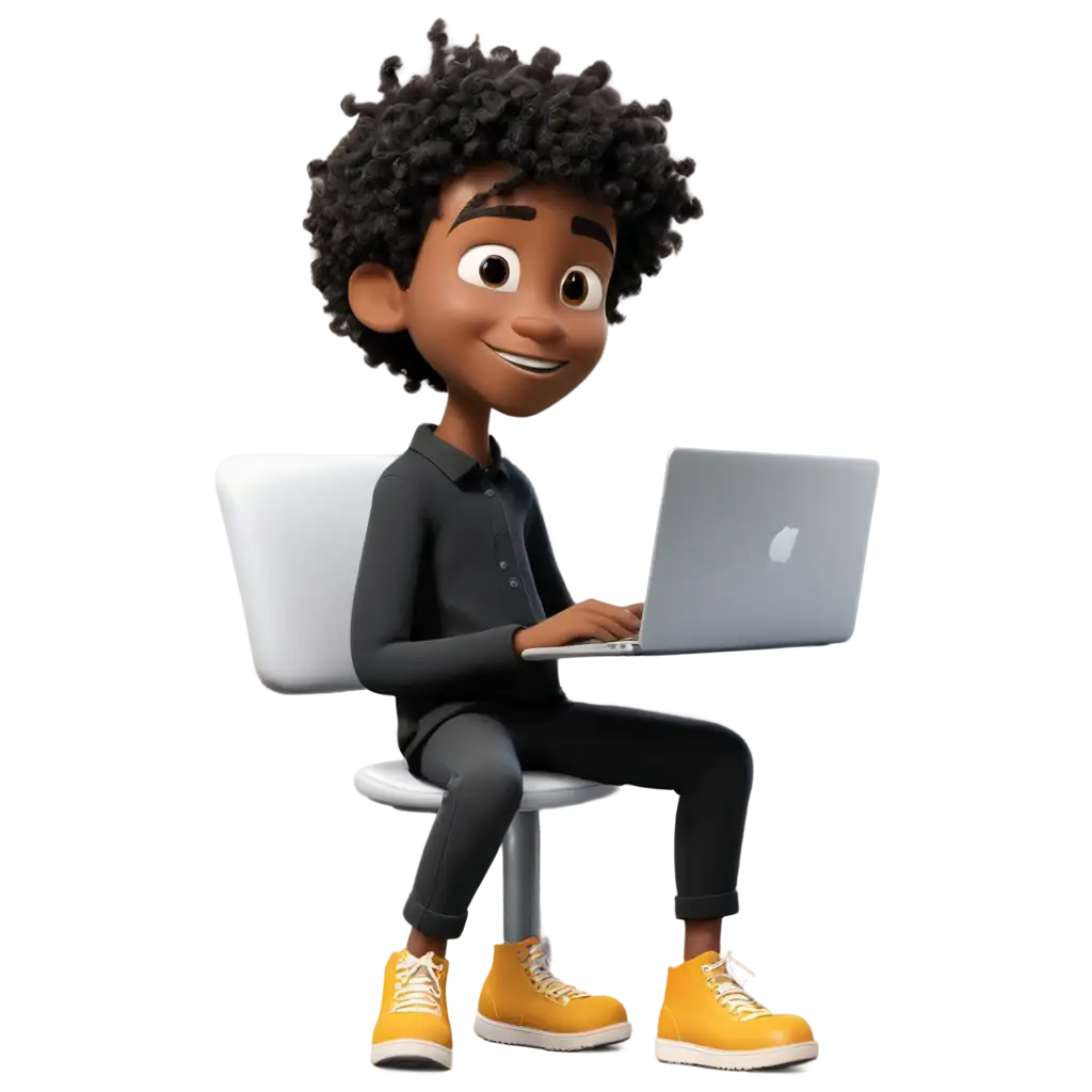 Black-Boy-Creating-Website-On-PC-in-Disney-Pixar-Style-PNG-Image-High-Quality-Versatile