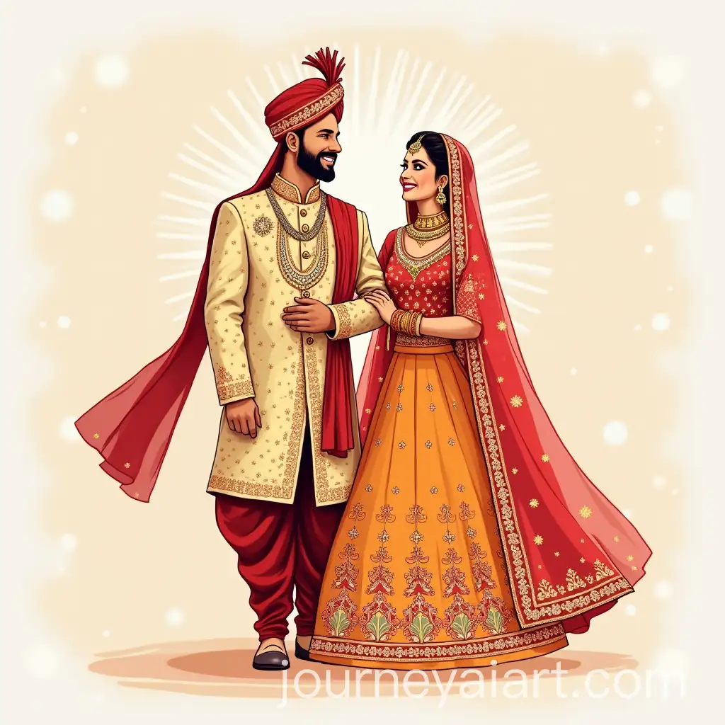 Joyful-Indian-Couple-Engagement-in-Traditional-Sherwani-and-Lehenga