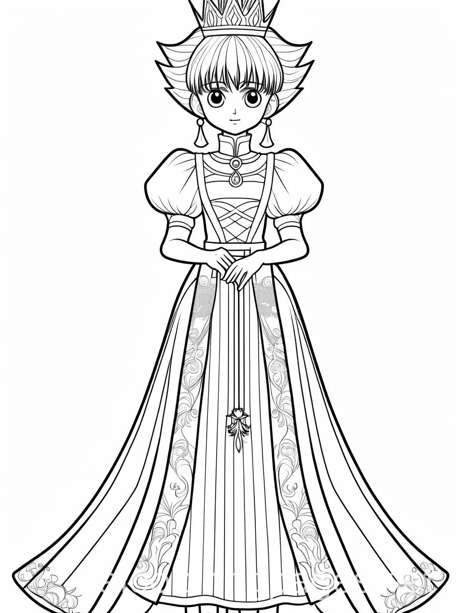 Killua-Zoldyck-as-a-Princess-Whimsical-Coloring-Page