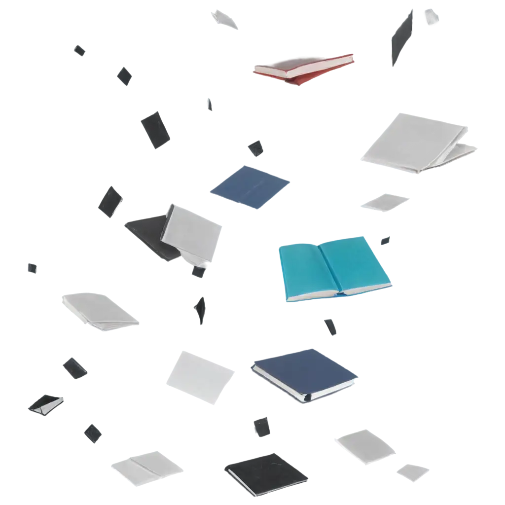 Large-PNG-Image-of-Books-Falling-in-a-Uniform-Color-Enhance-Visual-Impact-with-Clear-Detail