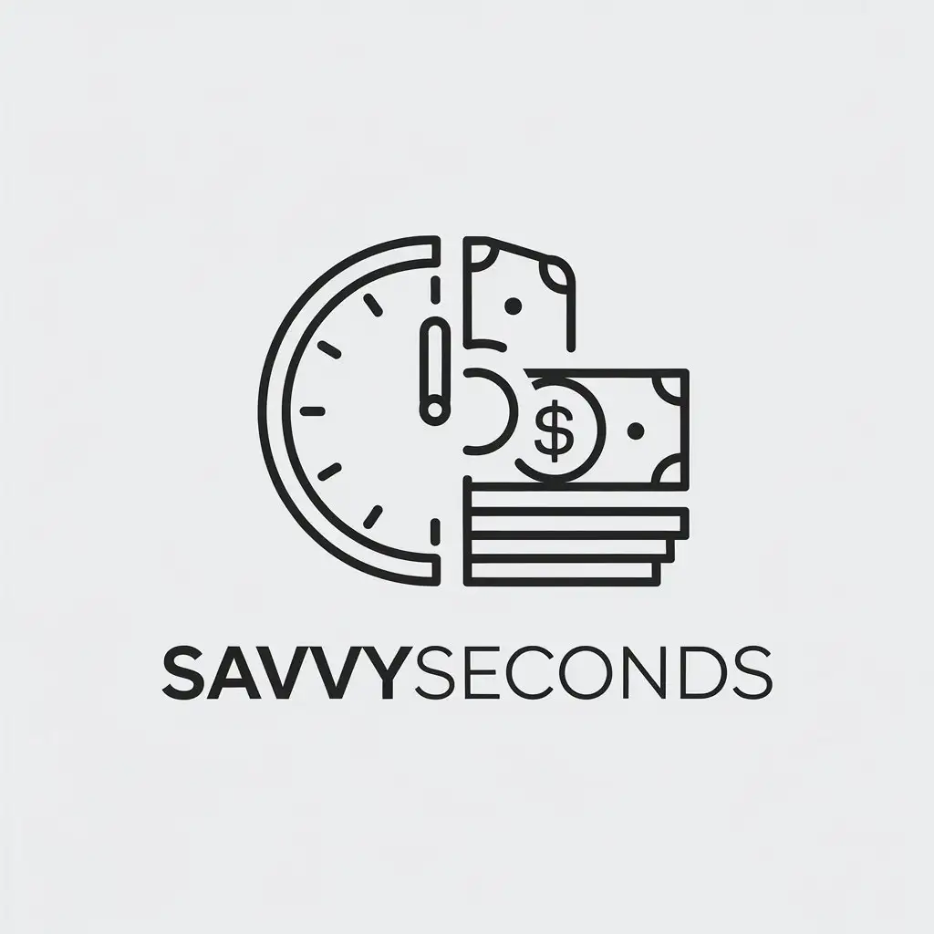 LOGO Design for SavvySeconds Minimalistic Clock and Money Theme for Finance Industry