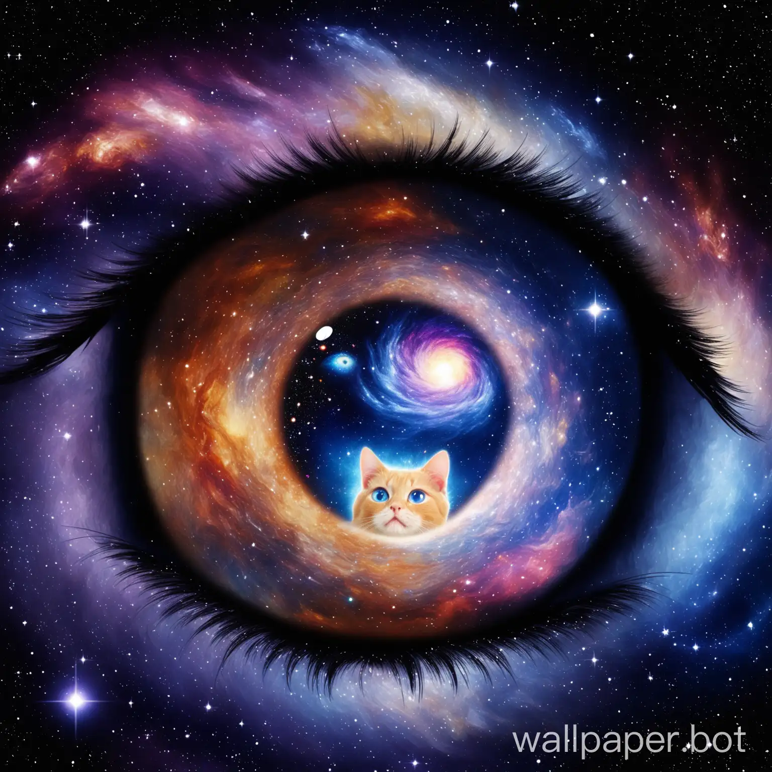 galaxy universe in the eye of cat