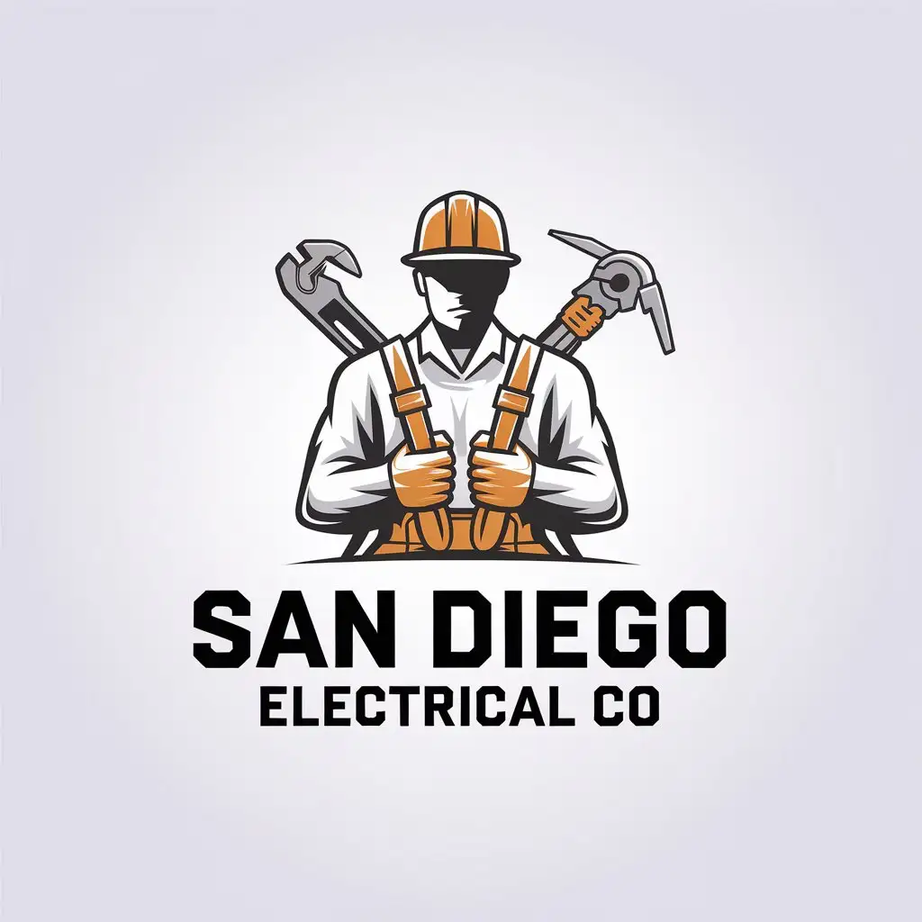 LOGO Design for San Diego Electrical Co Electrician with Tools and Minimalistic Style for Construction Industry