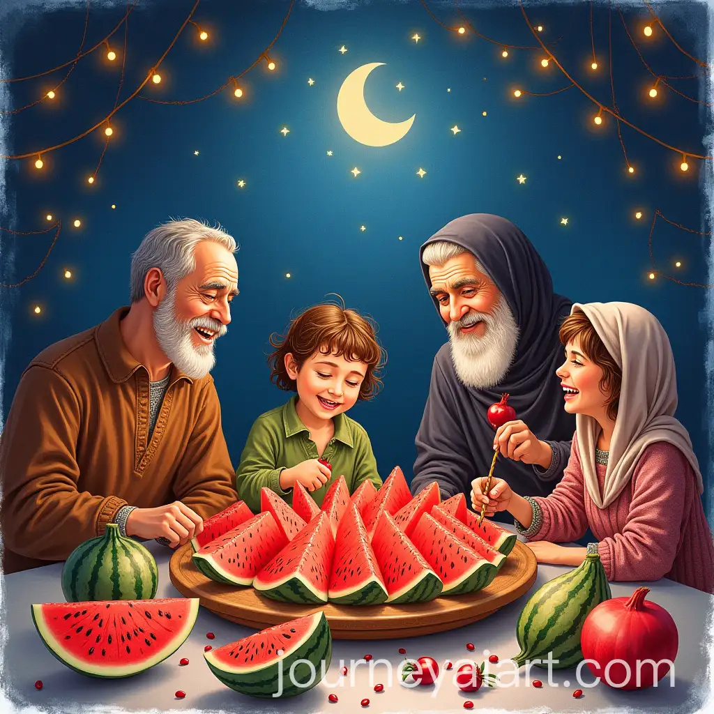 Traditional-Iranian-Yalda-Night-Celebration-with-Watermelon-and-Pomegranate
