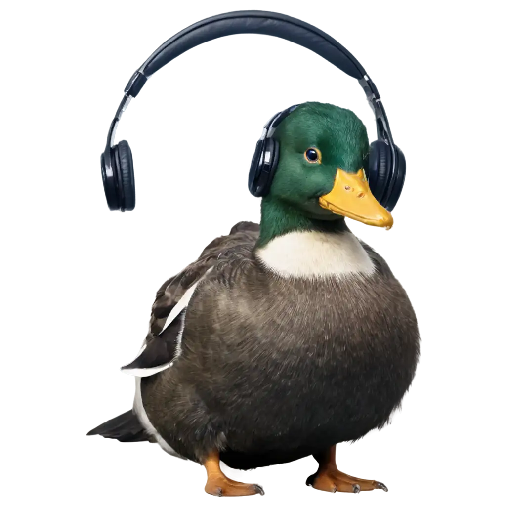 A duck listening to music