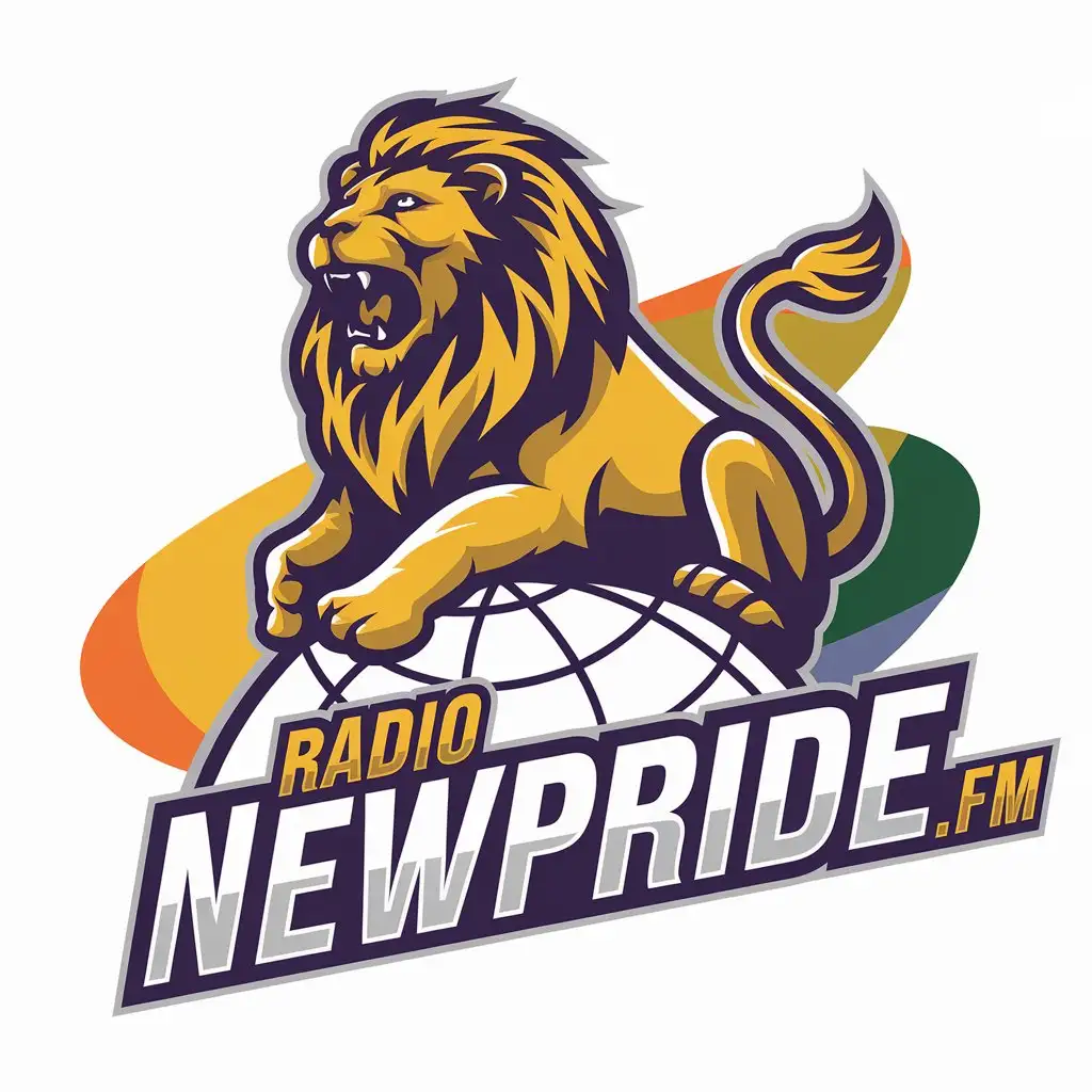 LOGO Design for Radio NewPridefm Yellow Lion Symbol with Clear Background and Modern Style