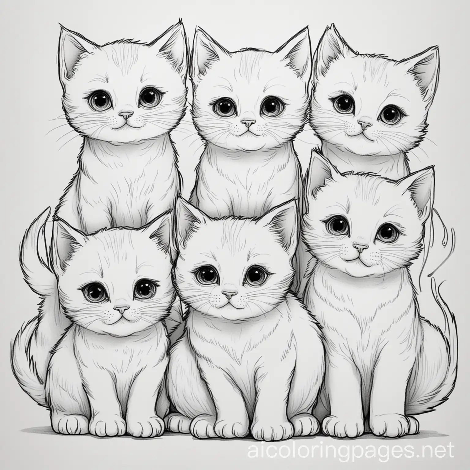 Simple Kitten Coloring Page for Kids Isolated Black and White Line Art ...